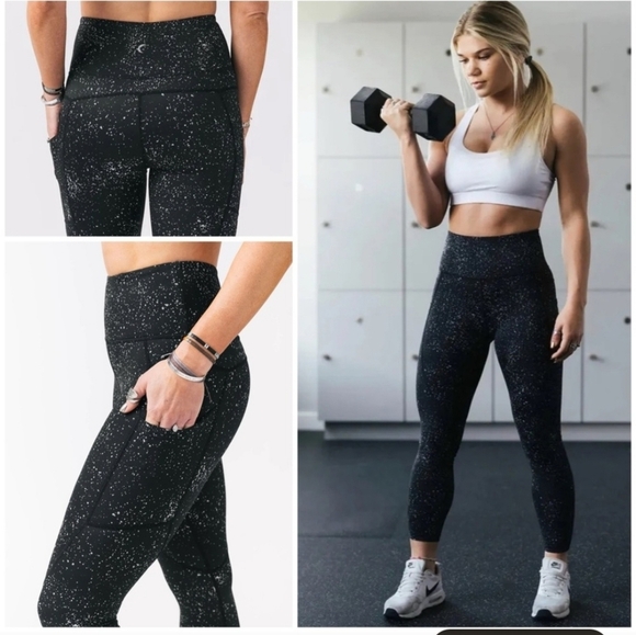 Zyia Active Women's Black Reflective Pocket Light n Tight Hi-Rise 7/8 Size 6-8 - Picture 1 of 16